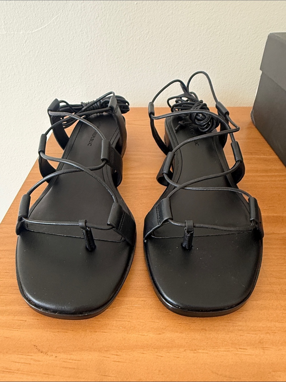 Banana Republic Black Lace-Up Flat Sandals